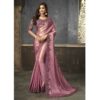 Pink Shimmer Satin Silk Embroidered Work Anmol Shades Sarees 1505