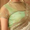 Half White Color Art Silk Embroidered Border TFH Sandalwood Designer Party Wear Saree SW 517-1