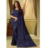 Navy Blue Art Silk Embroidered Border TFH Silver Screen Party Wear Saree 23014