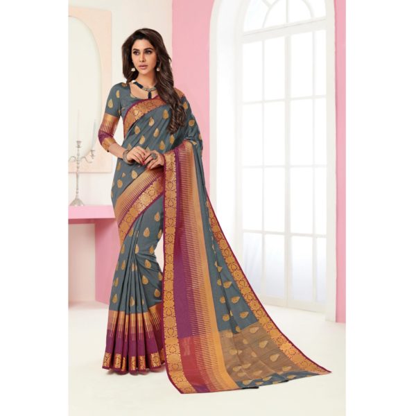 Rajguru Heena Pink Raw Silk Saree 1558