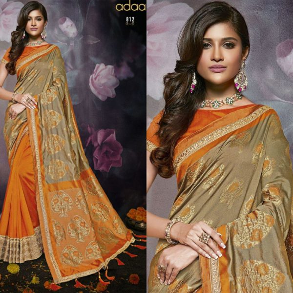 Gold Embroidered Work ADAA Designer Saree 812