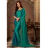 Teal Green Embroidered Border Chiffon Anmol Shades Designer Saree 1603