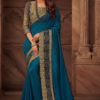 Teal Blue Embroidered Art Silk Anmol Aura Designer Saree 1910-1