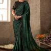 dark green embroidered border satin georgette tfh sandalwood designer saree SW 614-1