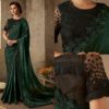 dark green embroidered border satin georgette tfh sandalwood designer saree SW 614