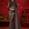 Dark grey art silk plain anmol elegance designer saree 9012