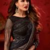 Dark grey art silk plain anmol elegance designer saree 9012