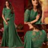 Dark olive green art silk-plain-anmol elegance designer saree 9017