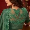 Dark olive green art silk-plain-anmol elegance designer saree 9017