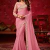 Light pink art-silk plain anmol elegance designer saree 9014