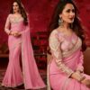 Light pink art-silk plain anmol elegance designer saree 9014