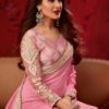 Light pink art-silk plain anmol elegance designer saree 9014