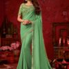 Pista green art silk plain anmol elegance designer saree 9015