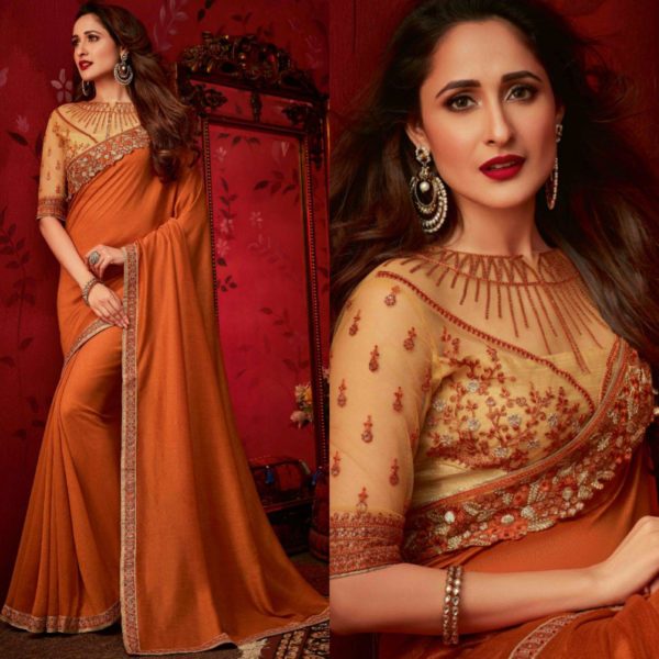 Rust orange art silk anmol elegance designer saree 9016