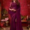 Wine purple georgette plain anmol elegance designer saree 9008