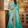 Cyan Art Silk Party Wear TFH Saffron Designer Embroidered Border Work Saree SS 5103