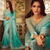 Cyan Art Silk Party Wear TFH Saffron Designer Embroidered Border Work Saree SS 5103