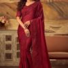 Red Art Silk Party Wear TFH Saffron Designer Embroidered Border Saree SS 5105