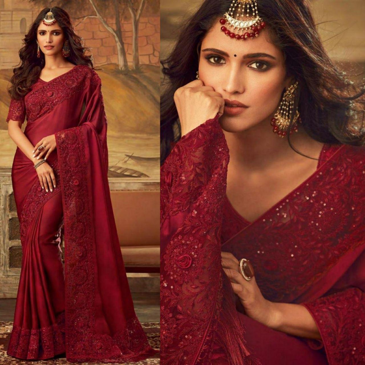 red saree party wear
