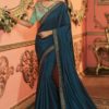 Teal Blue Art Silk Ardhangini Fiona Designer Resham Zari Stone Work Saree WF0112