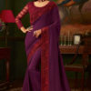 Wine Colour Art Silk Resham Sequins Embroidered Border Party Wear Designer Saree 1801