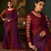 Wine Colour Art Silk Resham Sequins Embroidered Border Party Wear Designer Saree 1801