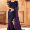 Dark Blue And Magenta Ombre Satin Georgette TFH Silver Screen Party Wear Saree 24003-1