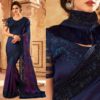 Dark Blue And Magenta Ombre Satin Georgette TFH Silver Screen Party Wear Saree 24003