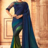 Dark Blue And Multi Color Ombre Satin Georgette TFH Silver Screen Party Wear Saree 24008-1