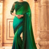 Green Ombre Satin Georgette TFH Silver Screen Party Wear Saree 24013-1