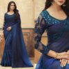 Ombre and Blue Chiffon Anmol Elegance Party Wear Saree 1102