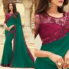 dark green contrast border georgette saree TFH Sw 807